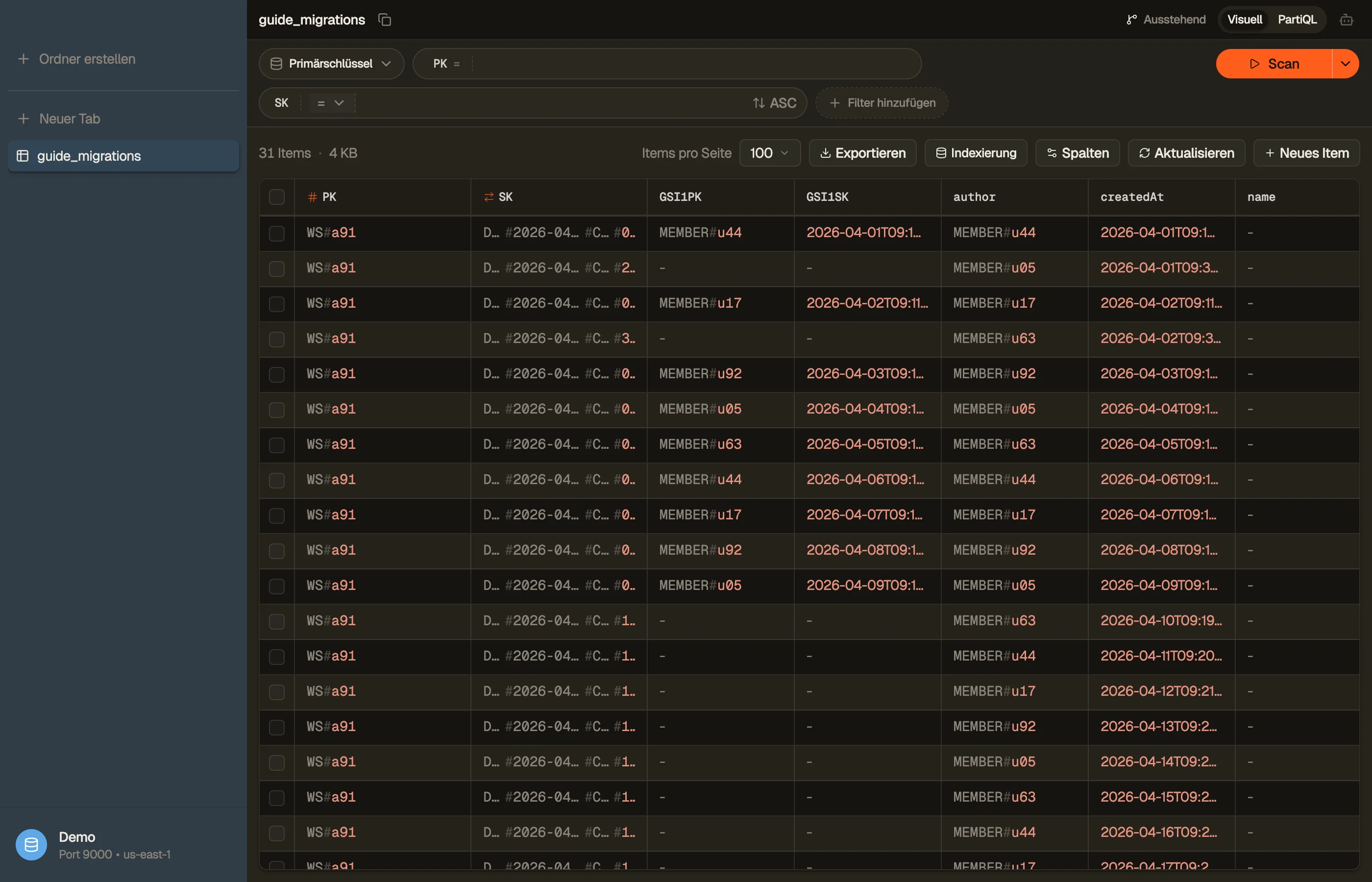 Eine Tabelle in DynoTable durchblättern, um Items zu erkennen, denen während eines Backfills die neuen Index-Attribute fehlen.