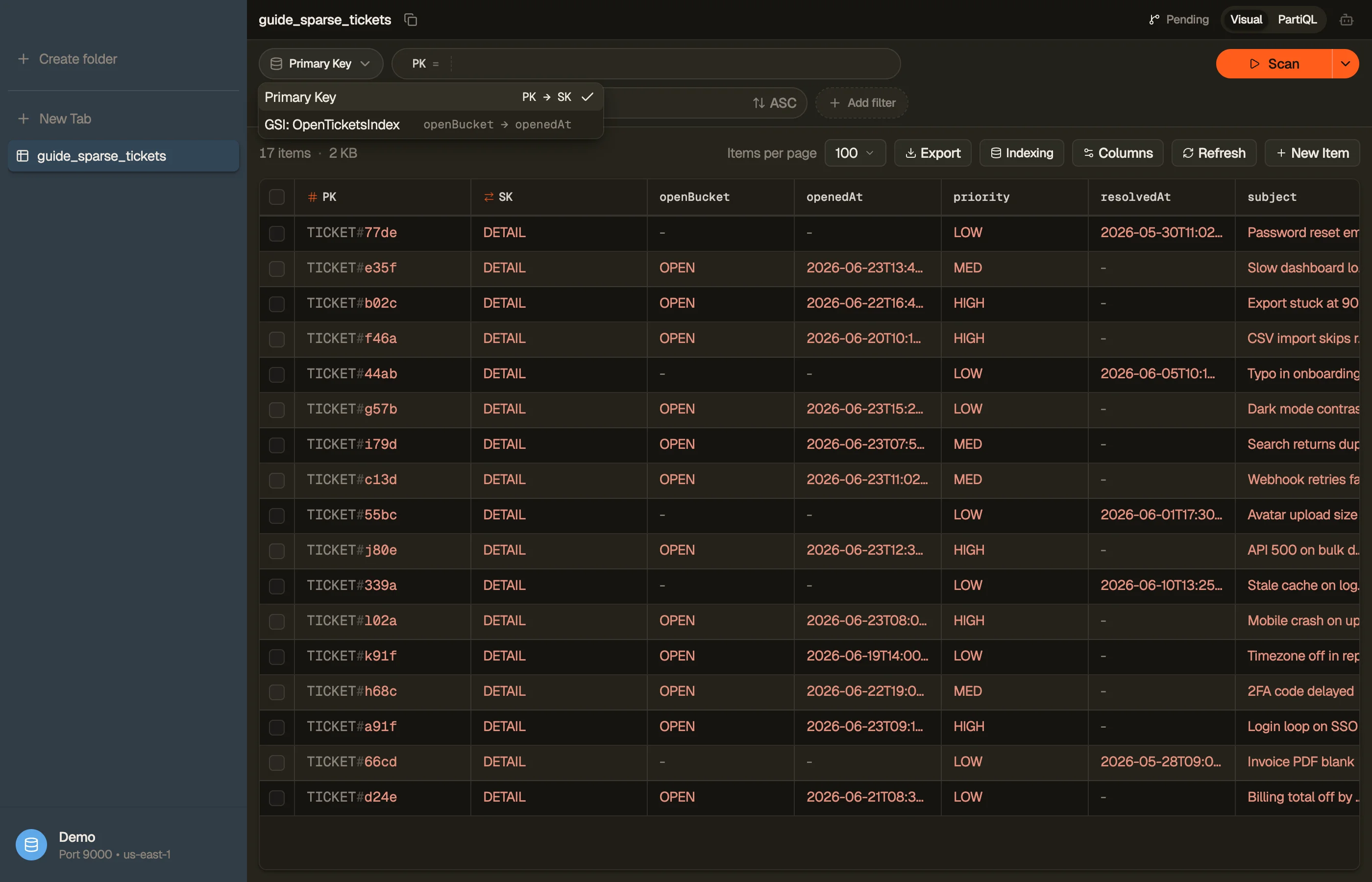 Choosing which index a query runs through in DynoTable.