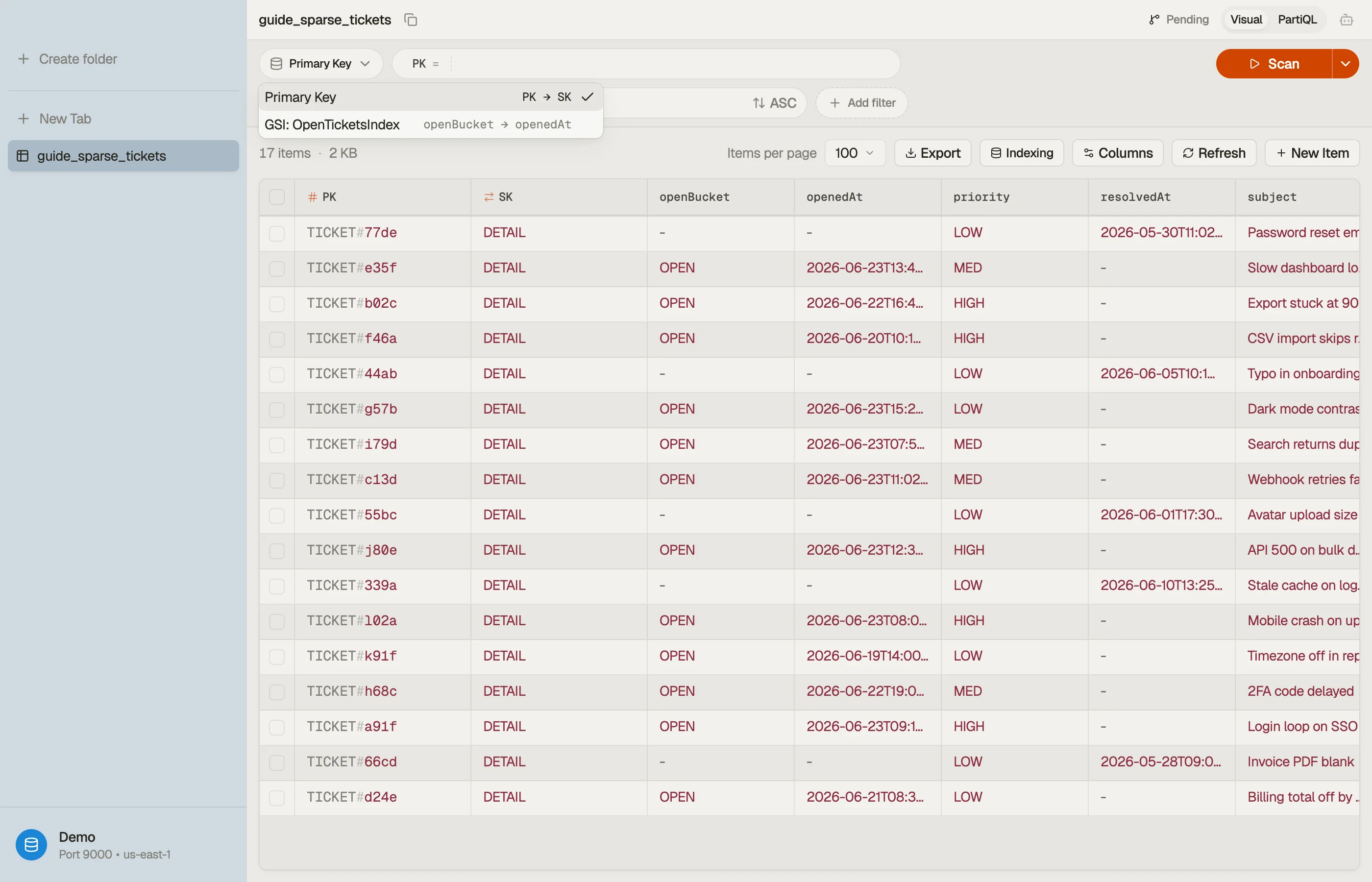 Choosing which index a query runs through in DynoTable.