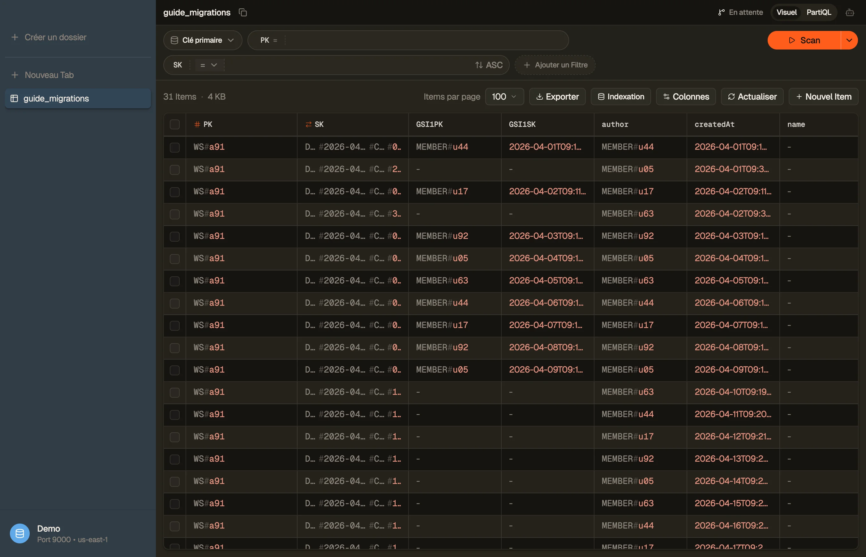 Pagination d'une table dans DynoTable pour repérer les items qui manquent les nouveaux attributs d'index pendant un backfill.