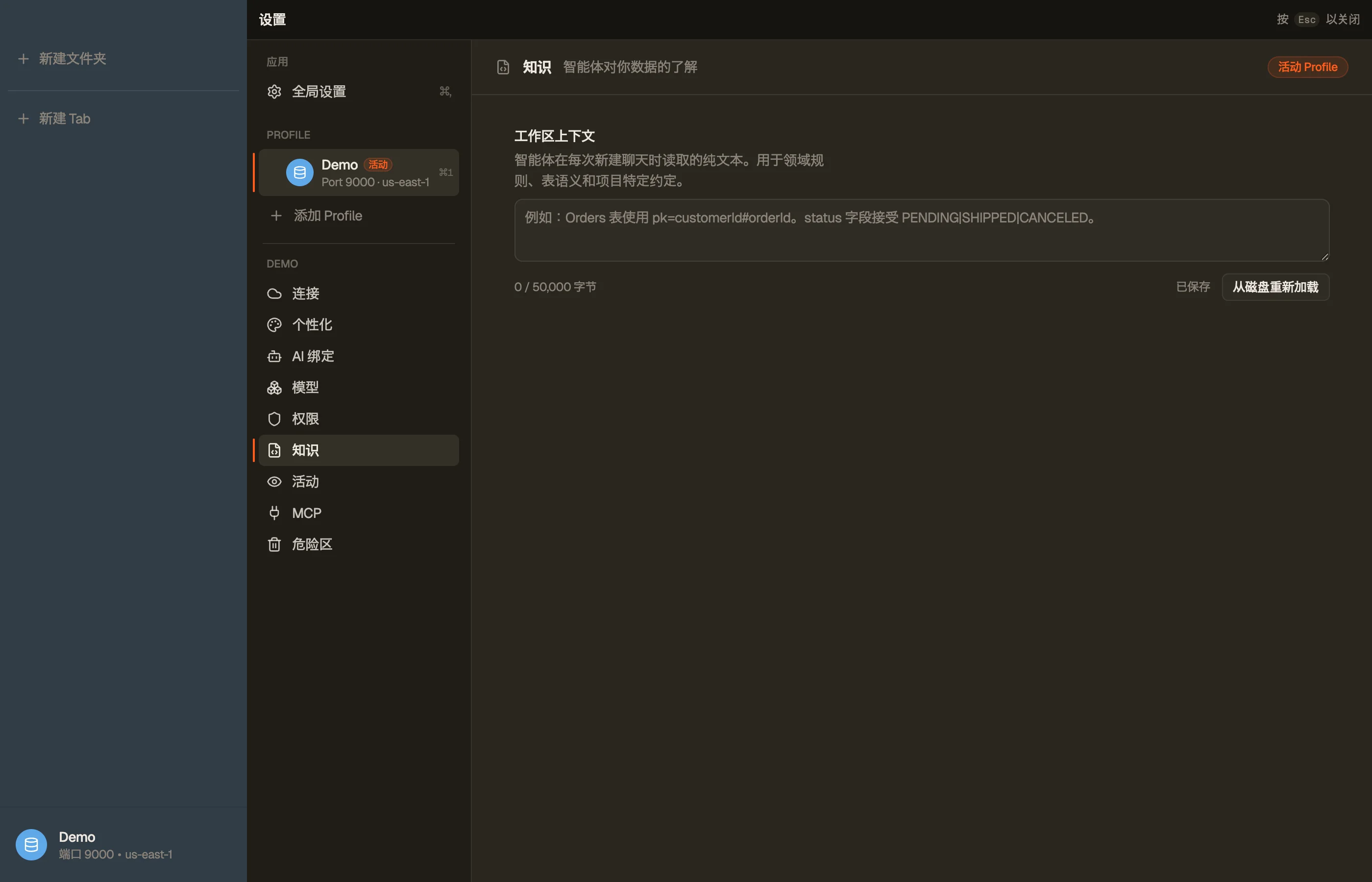 Knowledge —— 助手作为常备上下文读取的工作区笔记。